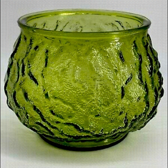 E.O Brody Green CRINKLE GLASS VASE or BOWL Vintage Mid-Century Modern Vase - Picture 1 of 1